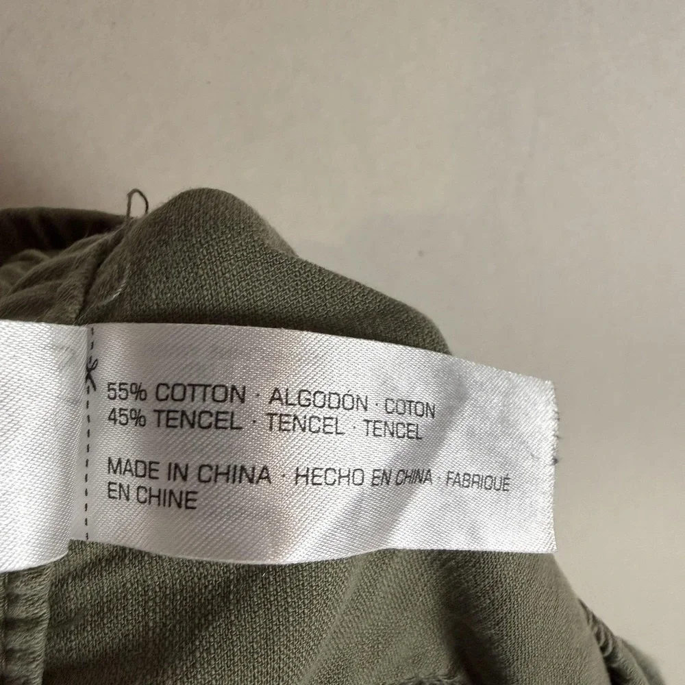 Supplies Pants Mens Large Green Canvas‎ Jogger Elastic Waist Cuffed Casual